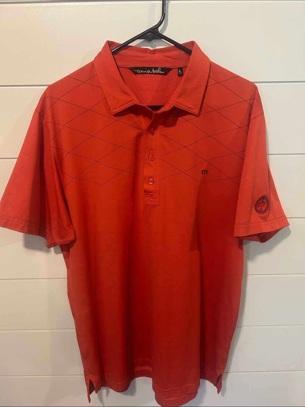 Travis Mathew Burnt Orange Diamond-Print Polo